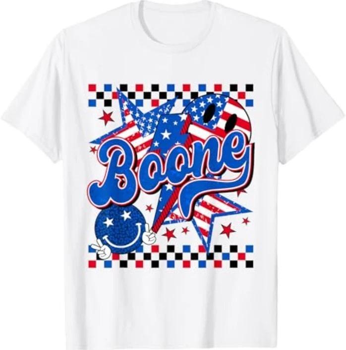 Boone Checkered Personalized Name Vintage US Flag Retro T-Shirt 3XL