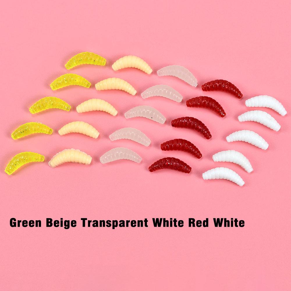100Pcs Bass Fishing Worms Lures,Silicone Soft Maggot Baits Bread Worm Fishing Lure 5 Colors