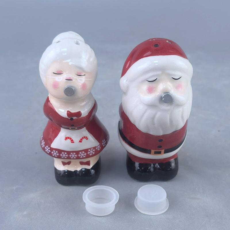 Ceramic Christmas Snowman Pepper Jar S/P Bottle Husband Seasoning Bottle, Salt And Pepper Bottle, Kitchen Seasoning Jar Promotional Gifts