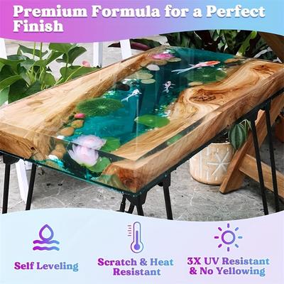 Clear Epoxy Resin Kits 10.4/17.6/33.8oz DIY 1:1 Ratio Fast Curing Heat Resistant For Jewelry Wood Table Top Flower Preservation