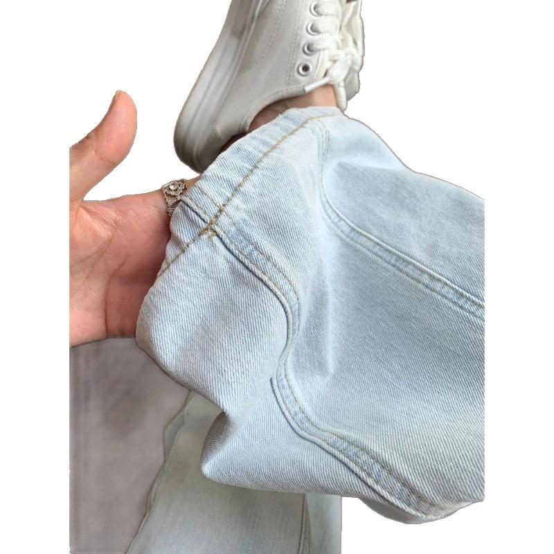 Light-colored Retro Wide-leg Pants Women's Scimitar Pants Jeans Spring Clothes New Hip-covering and Thin Sickle Pants Banana Pants