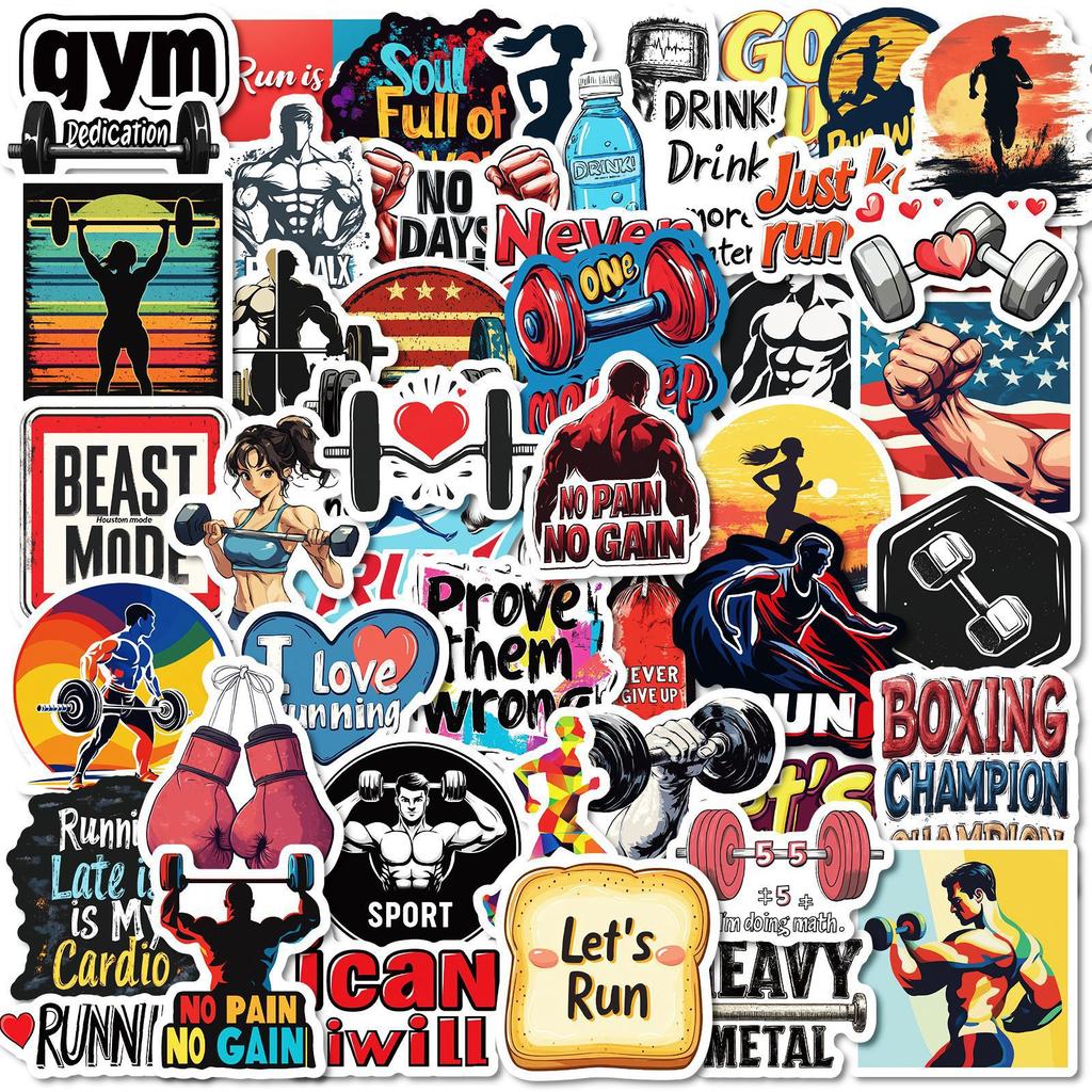 50 Cool Various Fitness Boxing Sports Graffiti Stickers Decorative Graffiti Stickers