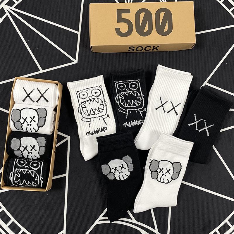 Unisex Mid-Calf Cartoon Little Devil Sports Socks - Trendy High-Top for Skateboarding & Basketball