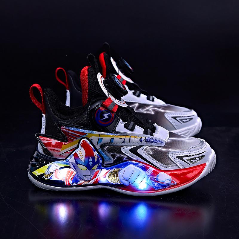 Boys' Light-Up Cartoon Sneakers: 2025 Non-Slip Soft Sole Kids' Running Shoes for Autumn/Winter