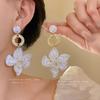 Silver Needle Resin Flower Pendant Earrings Mori Fashion Personality Versatile Simple Earrings Niche High-end Earrings Women