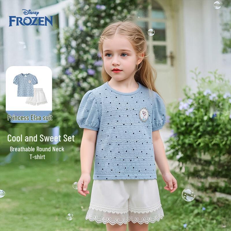 Disney Elsa Princess Girls  Summer T-shirt & Shorts Set 140