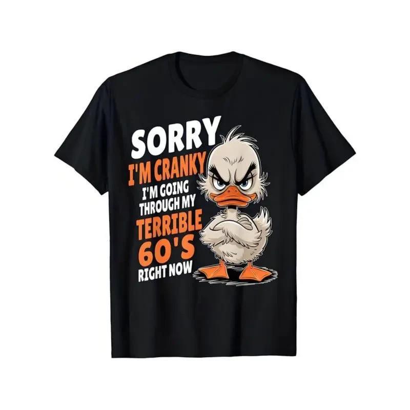 Vintage Retro Graphic T-Shirt - Funny Grumpy Duck Design with Sorry I m Cranky 2XL