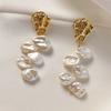 Elegant Temperament Earrings Natural Baroque Special-shaped Petals Pearl Stud Earrings Women's Earrings Tide Silver Needle Temperament Trend
