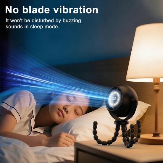 Portable Stroller Fan 3 Speed Pinch-Proof Mini Baby Fan Rechargeable LED Display Car Seat Crib Travel Cooling Fan with Flexible
