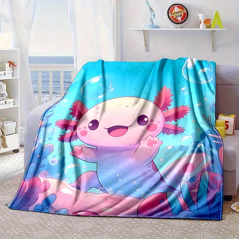 Fantasy Axolotl Moon Night Sky Blanket Flannel Blanket for bed, sofa, Camping, Hiking, Picnic Essentials, gift for family Fan gifts