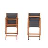 Lot de 2 chaises de jardin pliantes en bois d'acacia FSC - EDEN - Assise textilene - Gris - 58 x 58 x H90 cm