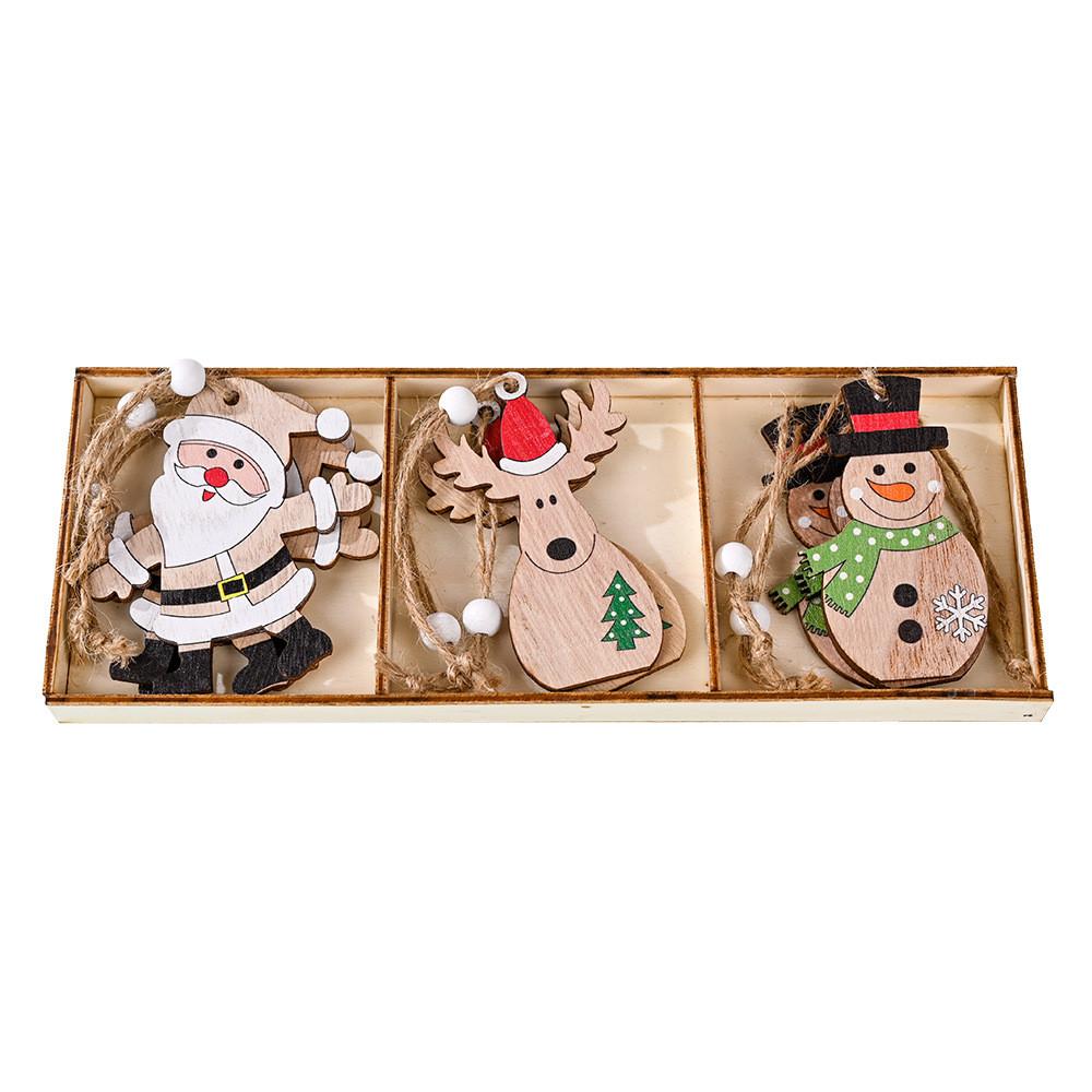 Wooden Christmas Charming Decor Set Featuring Adorable Santa Claus And Sleigh Designs Perfect For Cheer Holiday