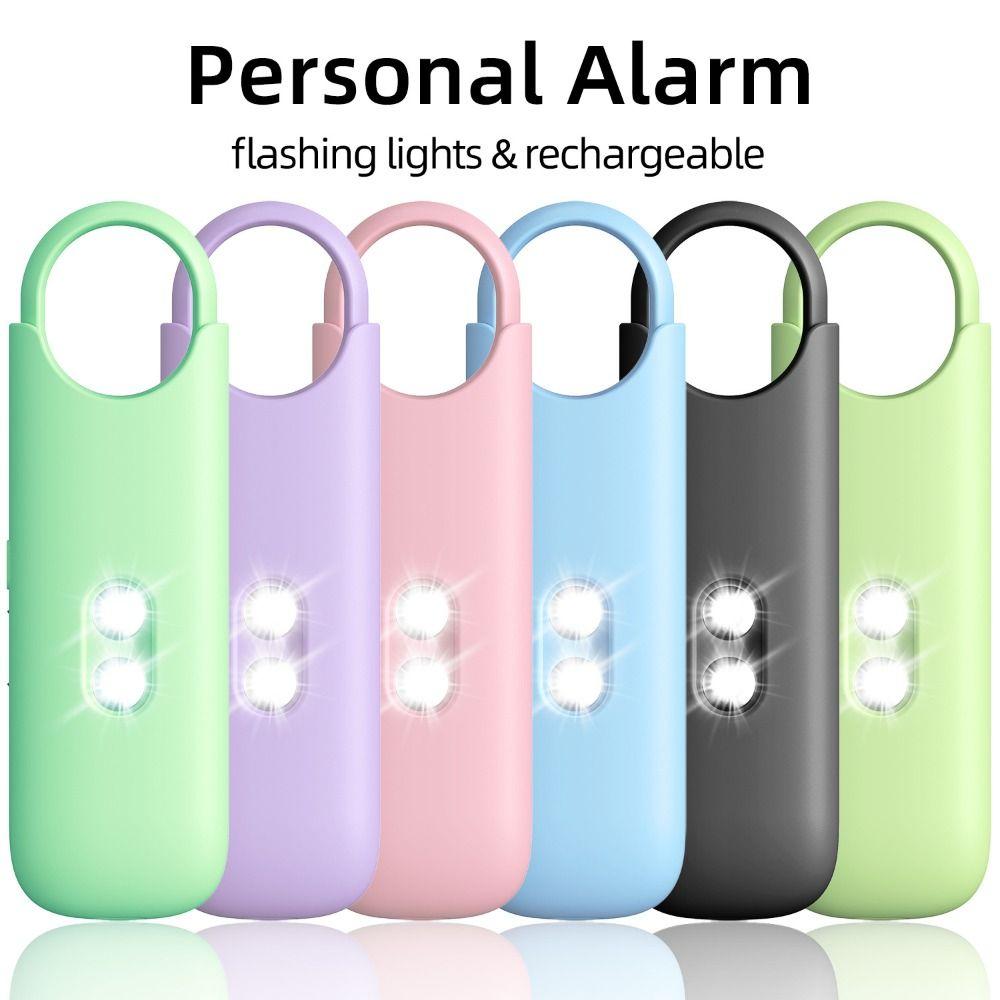 Rechargeable Personal Self Defense Alarm with Dual LED Light Safety Siren  for Women Girls