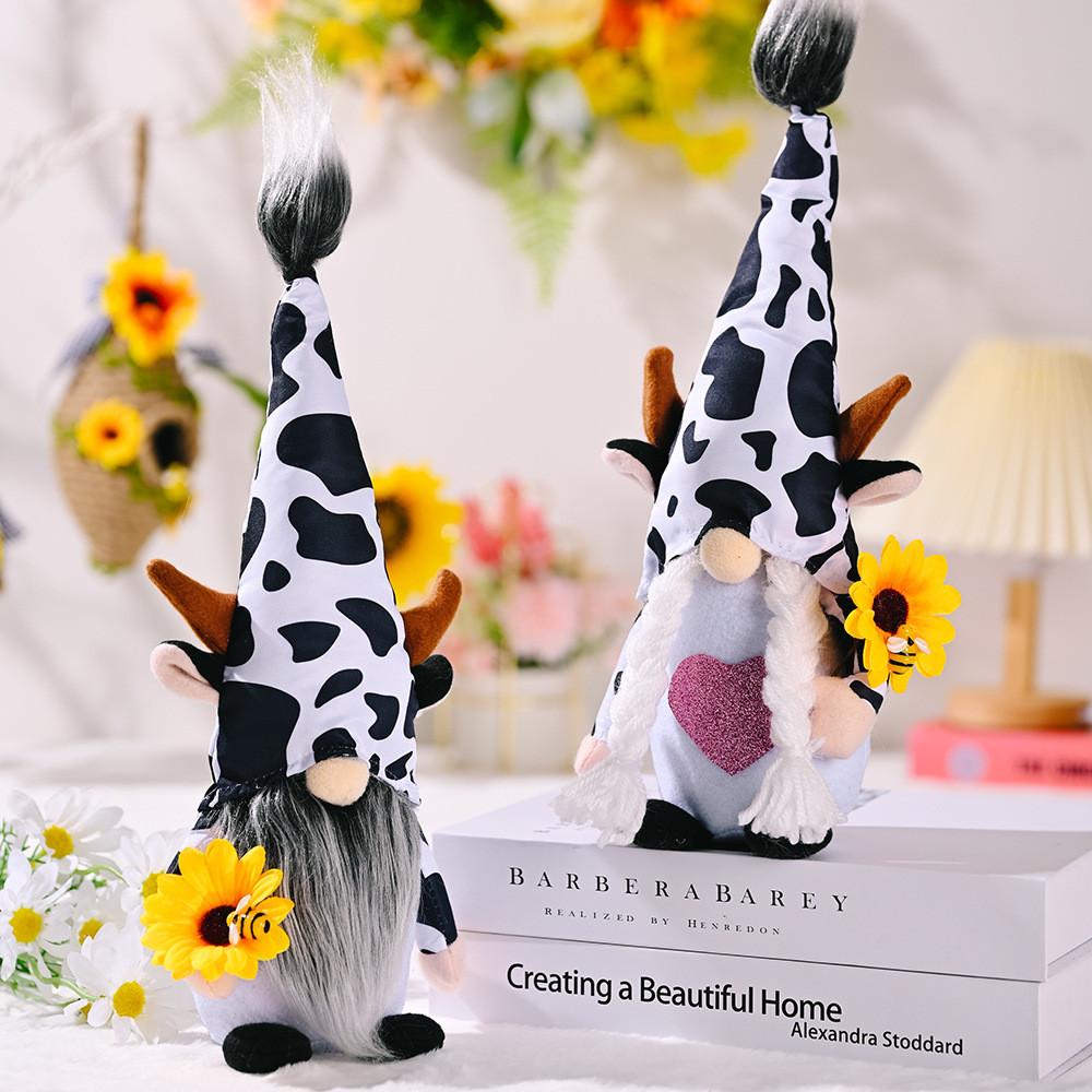 Cow Unique Sunflower Plush Doll With Bee Design For Whimsical Home Accent