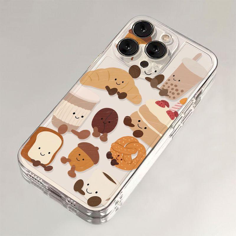 

Funny Cartoon Bread Croissant Toast Phone Case For iPhone 17 16 15 11 12 14 13 Pro Max Mini X XS XR 7 8 Plus SE4 16E Cute Cover iPhone17 Pro Max