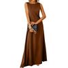 Ladies Fashion Color Sleeveless Dress Long Dress