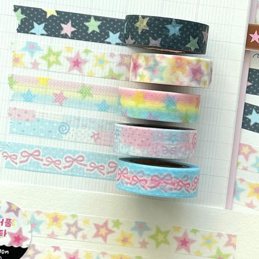 Star Pattern Decorative Tape Aesthetic Masking Tape for Scrapbooking Journal Notebook Photo Frame Phone Case Packaging