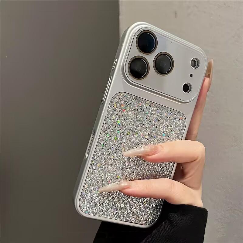 Plating Bling Glitter Len Camera Protect Shell Case For iPhone 15 14 13 16 17 Pro Max 17Pro 16Pro Shockproof Hard Cover