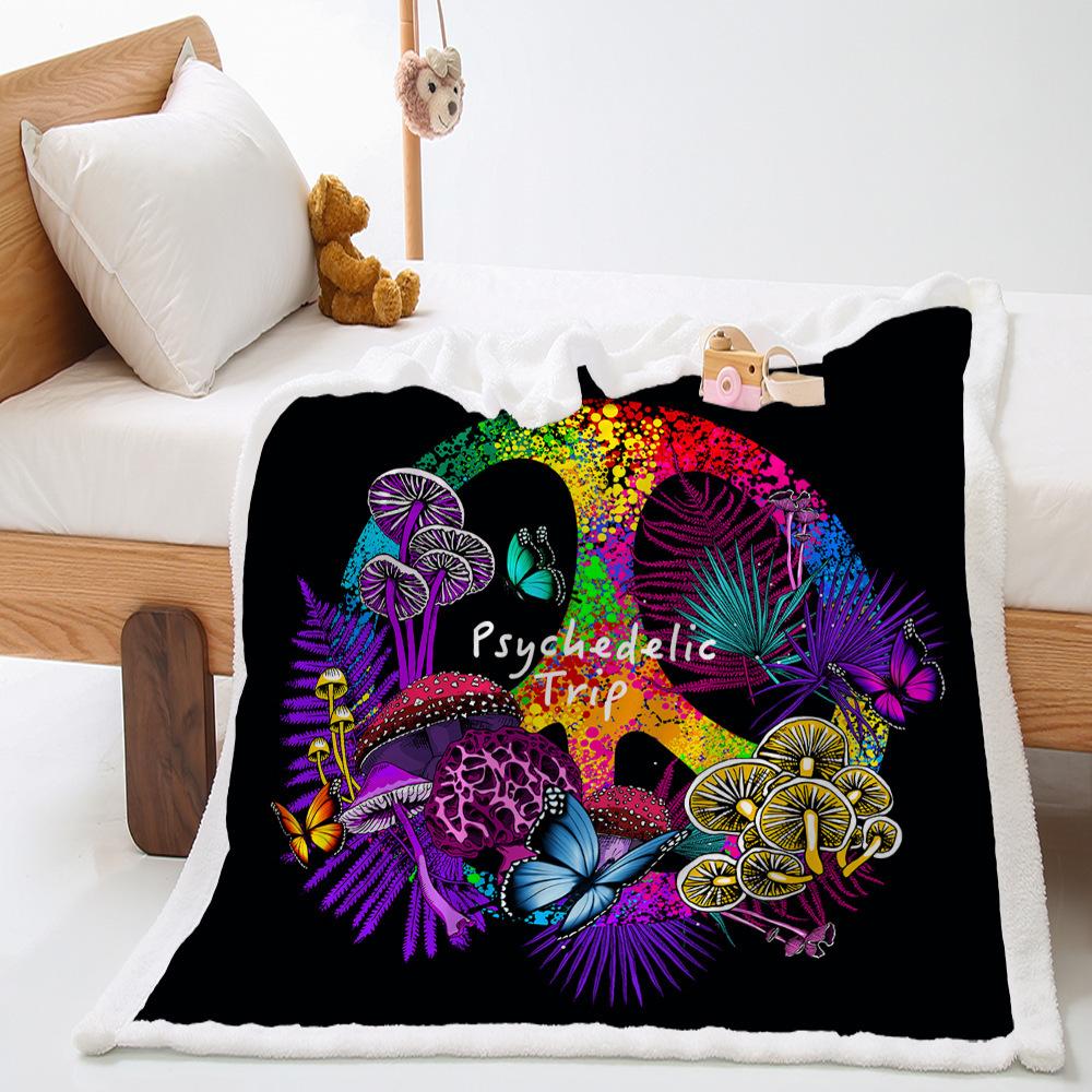 Blanket Skull Butterfly Blanket Digital Printed Lamb Fleece Crystal Fleece Blanket