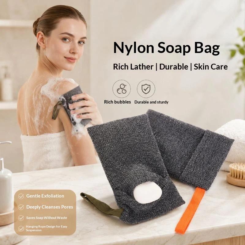 Exfoliating Soap Saver Pouch Lathering Mesh Soap Pocket Body Scrubber for Women Men Daily Bath Shower Use