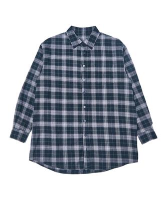 TEN PAST SEVEN Back Print Check Shirt - Gray