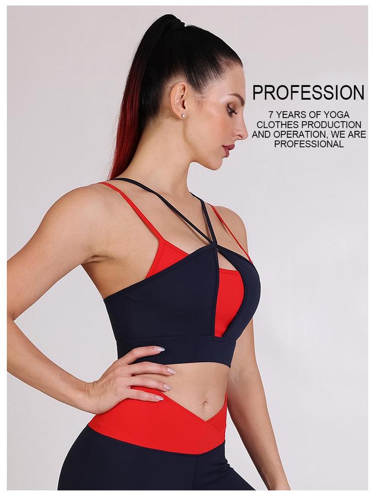 2025 Spring/Summer Double-Sided Colorblock Thin Strap Yoga Bra - Women's Nude Feel Sportswear