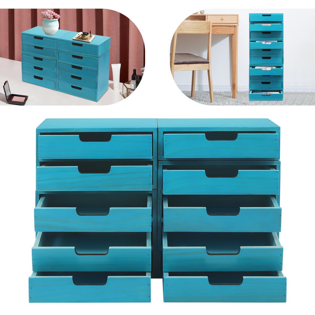 4 Items Wood Rectangular Drawer Cabinet,Pink/Brown/Blue/Black Desktop Storage Organizers for Living Rooms,Bedrooms