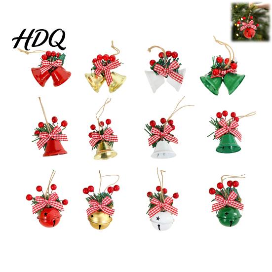 Reusable Festive Home Accents Christmas Bell Hanging Ornament Red Gold Pine Cone Wreath Decor Retro Pastoral Style Baubles for Tree Rustic Farmhouse