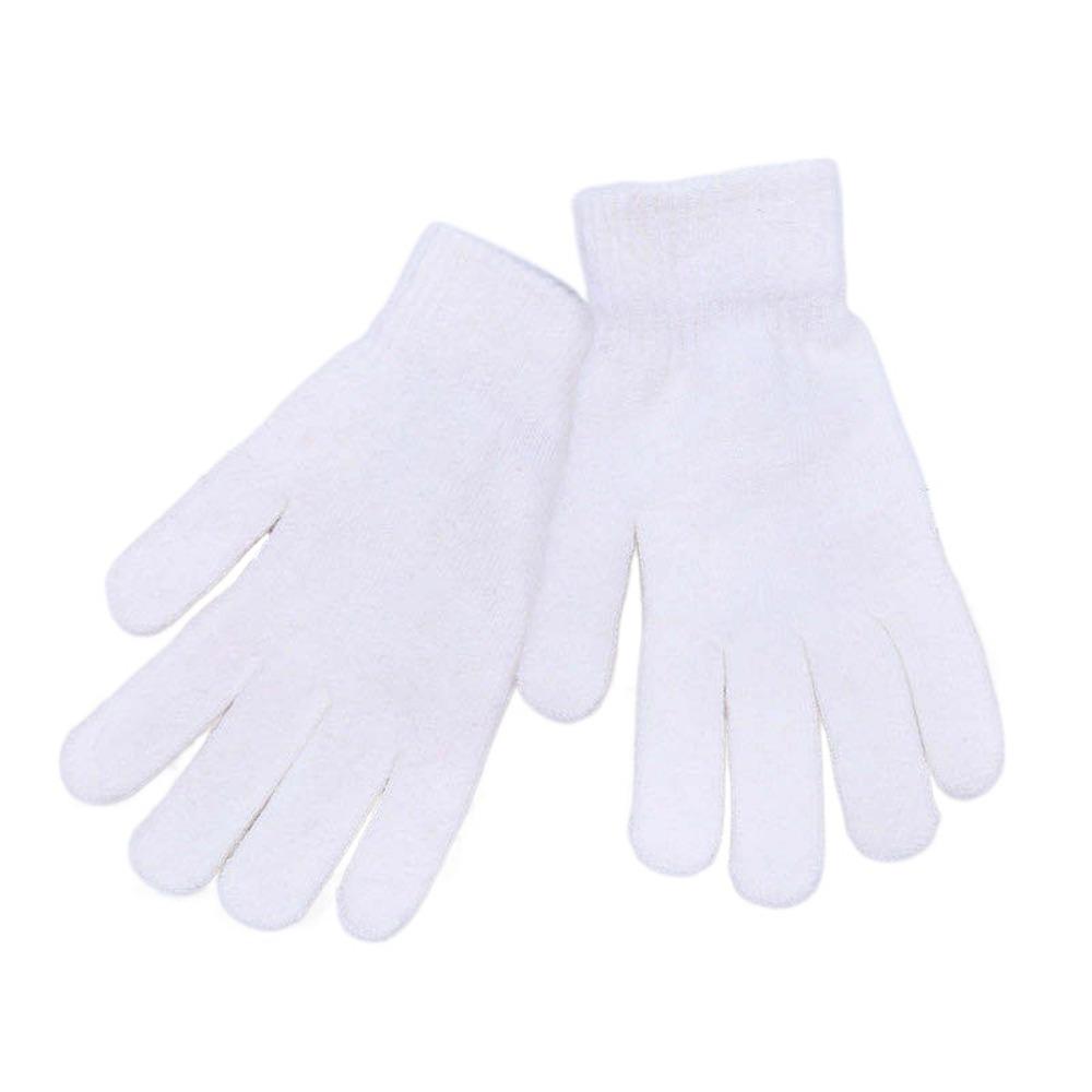 

Winter Warm Ribbed Knitted Gloves Plush Lining Women Men Mittens Full Fingered Gloves Gifts білий