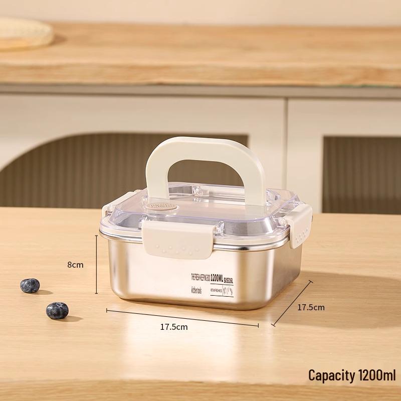 Portable 316 Stainless Steel Food-Grade Sealed Lunch Box with Lid for Fresh-Keeping and Picnic Use