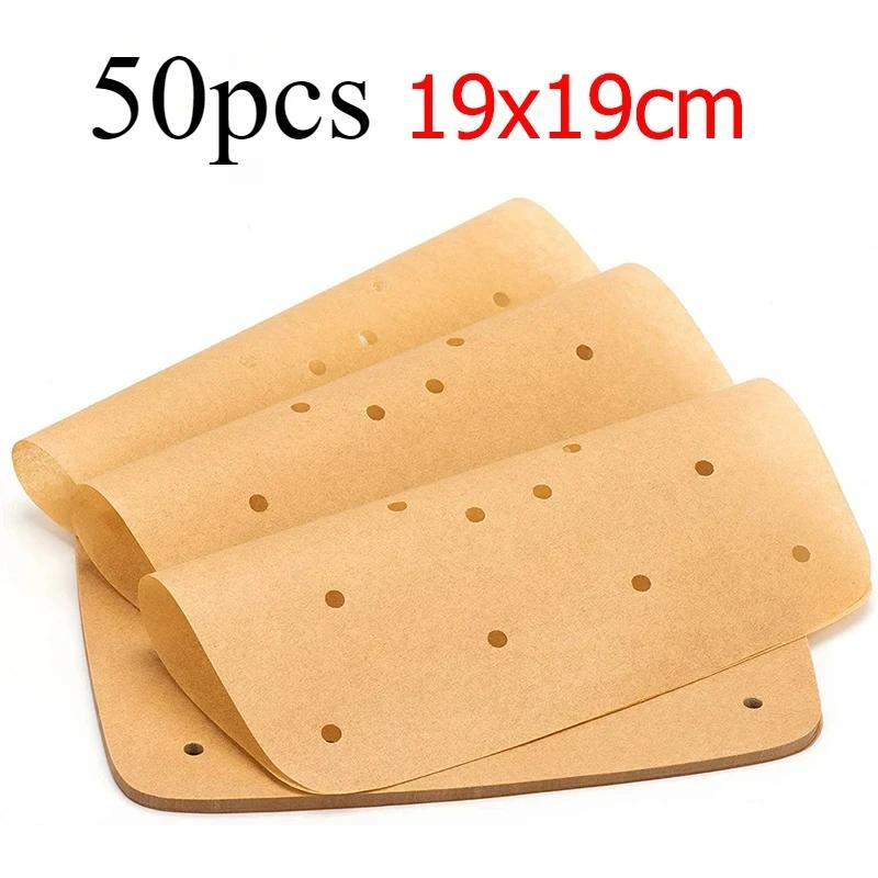 50/100Pcs Upgraded Air Fryer Parchment Paper Air Fryer Disposable Paper Liner Square Perforated Parchment Papers