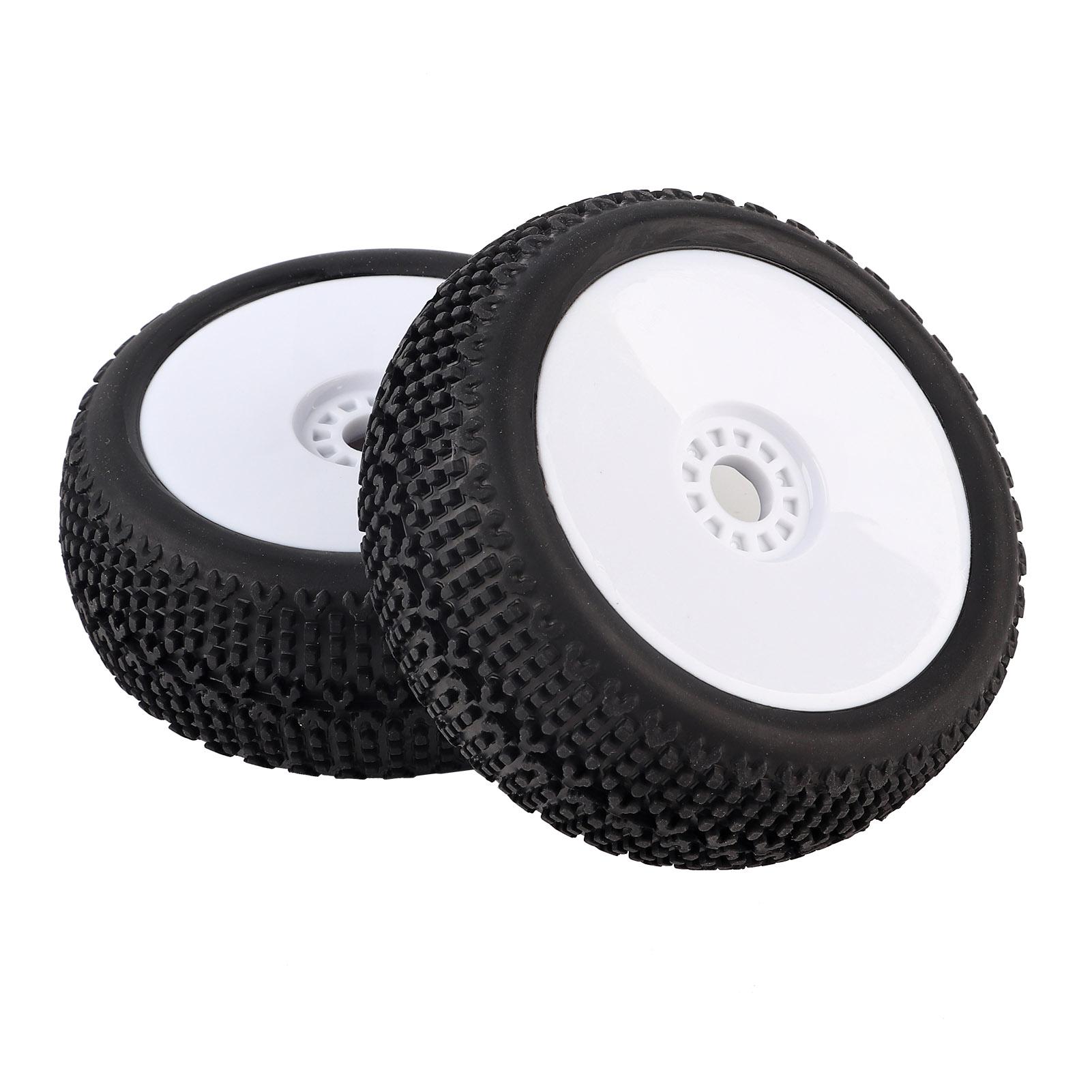 

2pcs RC Rubber Tires 17mm Hex Wheel Hub for 18 Buggy Truck Off Road Model Crawler Car(White )