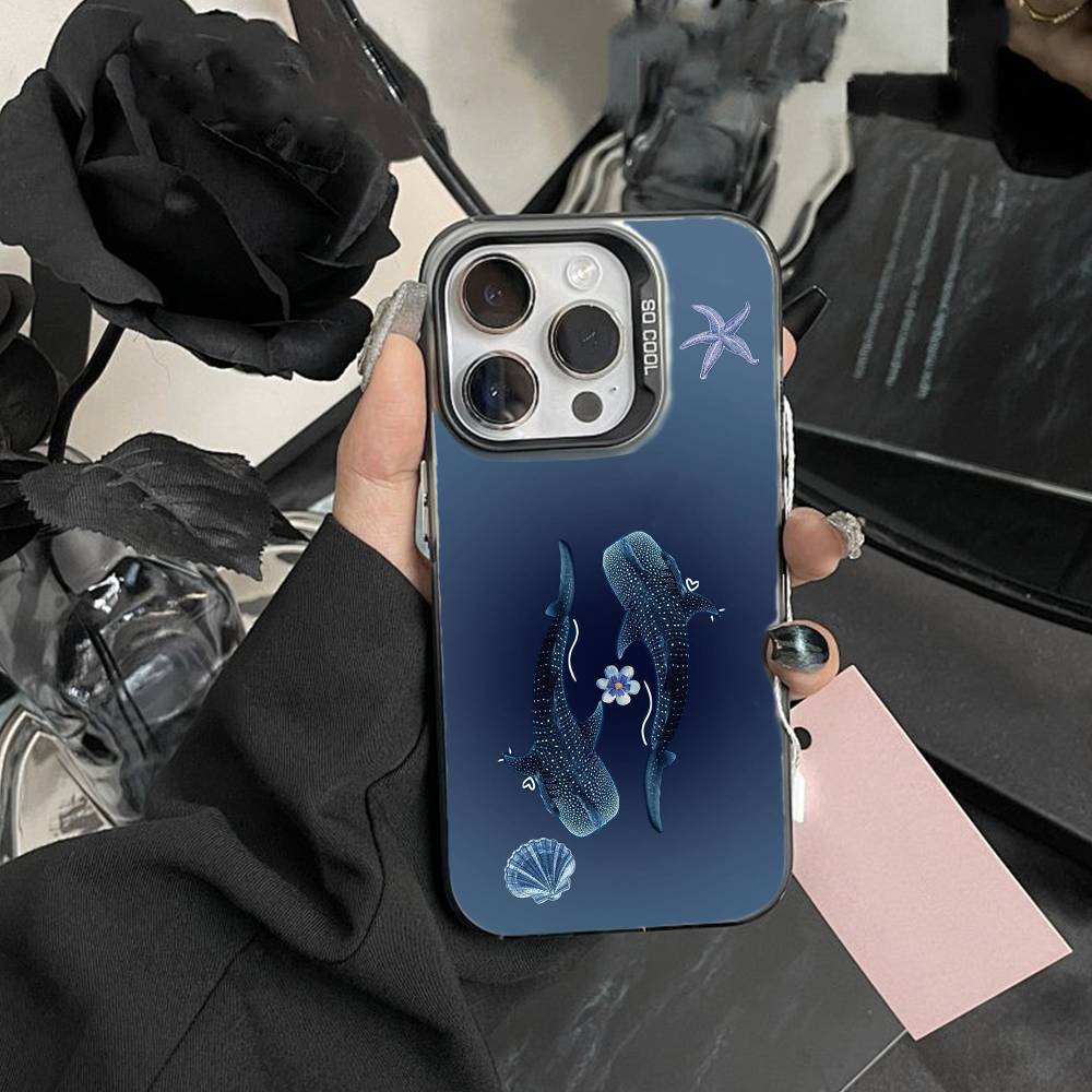 Whale Fall Phone Case For iPhone17, 16,15,14,13,12 Pro Max Black Candy Matte Shockproof Cover