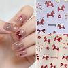 3D Cute Little Horse & Fireworks Bow Nail Stickers for New Year