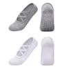 2 Pairs Women's Crisscross Strap Yoga Socks With Nonslip Grip Low Cut Cotton Socks For Pilates Barre Ballet Barefoot