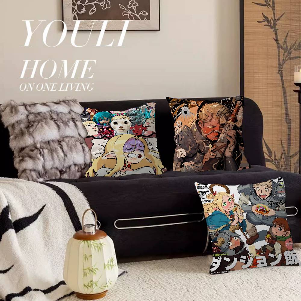 Delicious In Dungeon Classic Movie Decorative Room Aesthetics Pillow Case Home Decor Bedroom Sofa Bed Couch Pillow Cover 45x45