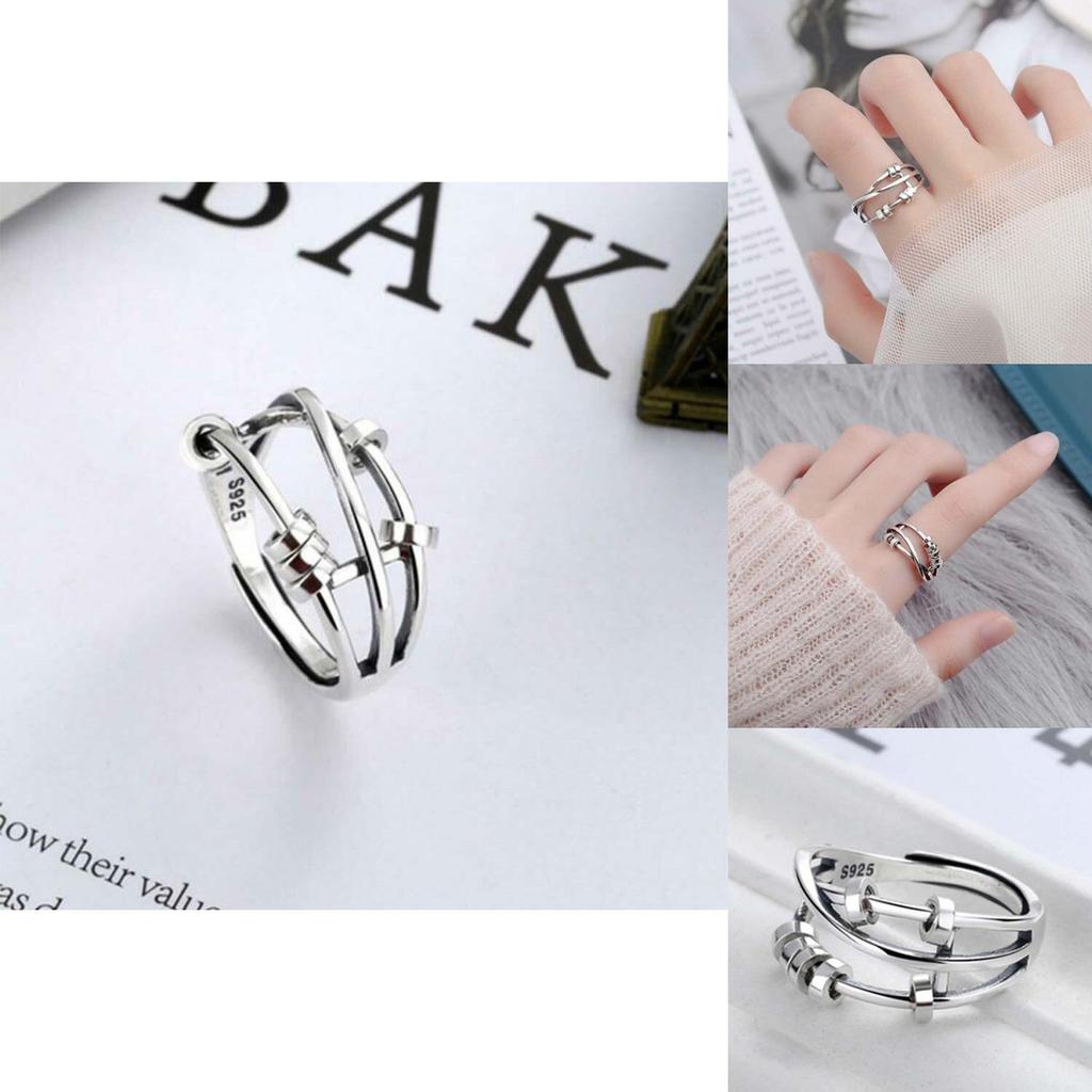 Multi-ring Rotating S925 Tai Silver Index Ring Flower Pattern Lucky Charm Korean Style Fashionable Gift For Friends Trendy Hand Jewelry