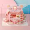 3D DIY Wooden Doll House Miniature House Model LED Light Wooden Dollhouse Girl Toy