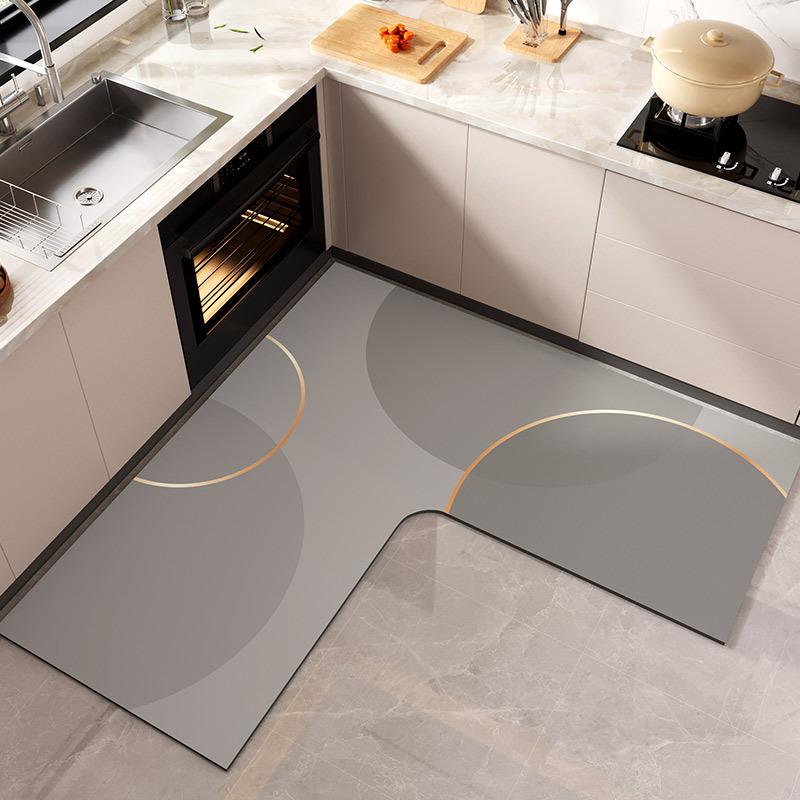 100*100CM L-shaped Diatom Mud Corner Water-absorbing Floor Mat, Household Water-absorbing, Oil-absorbing and Anti-slip Kitchen Mat