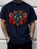 Classic Japanese Oni Mask Lantern Street Graphic Unisexs Cotton Crew Neck Tee Short Sleeve Loose Casual Daily Street Male Wear Top