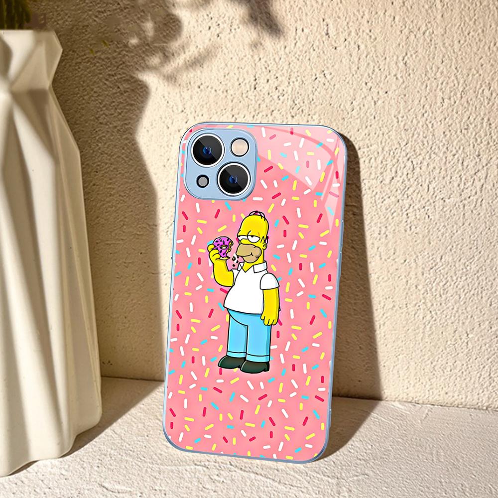 Cartoon The S-Simp-sons Phone Case Tempered Glass For Iphone 14 13 12 11 Pro Mini XS MAX 14Plus X XS XR Cover