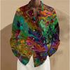 Camisas de Manga Larga con Estampado de Diseño Abstracto para Hombre, Cárdigan Casual, Botón Nuevo, Camisas de Moda Festiva