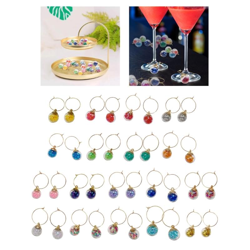 10Pcs Wine Glass Charm with Rings Drink Markers Label for for Drink Wine Cocktail Champagnes Tasting Party Decoration