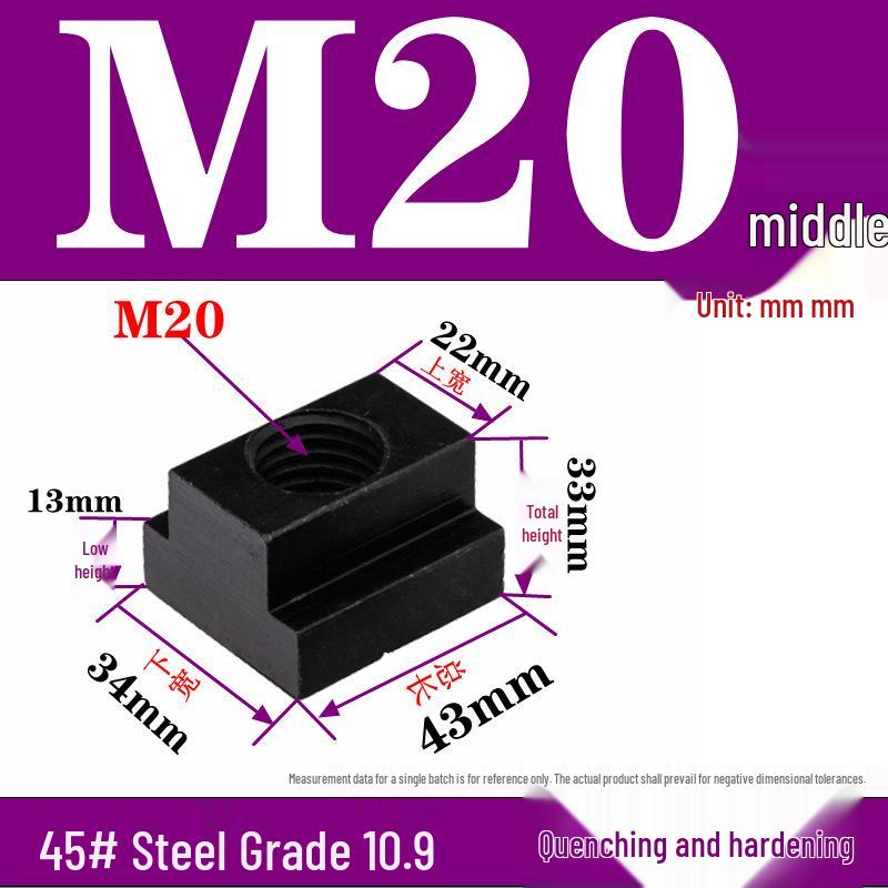 Pressure Plate Trapezoidal T-Slot Nut, Sizes M8-M27