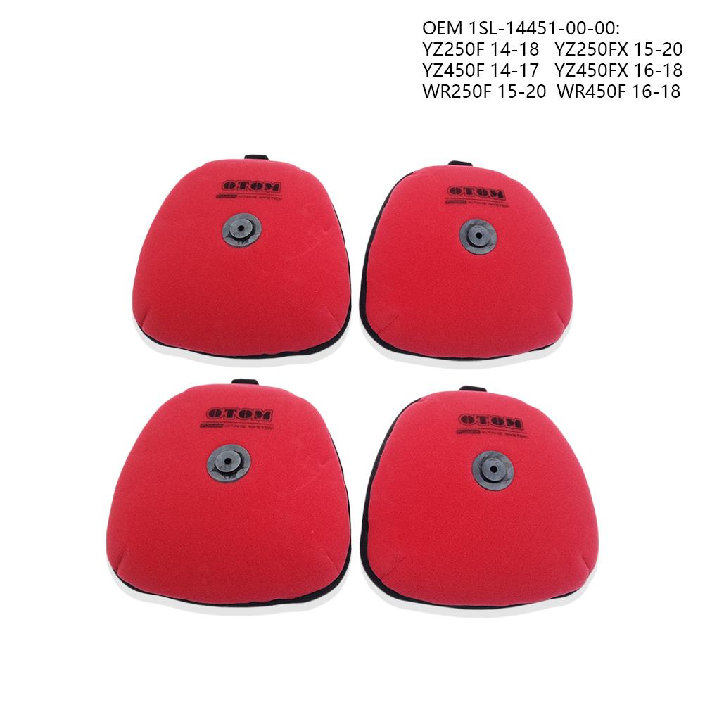 OTOM YZF WRF 250 450 Motorcycle 4 Pcs Air Filter  For YAMAHA YZ250F YZ450F YZ125 Element Dual Foam Layer Sponge Cartridge 01-26