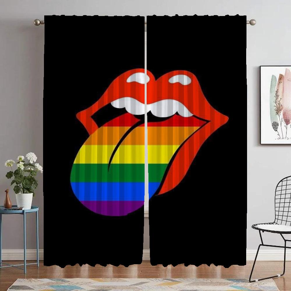 

The Rollings Stones Shades Противомоскитные шторы для гостиной, занавески на окна, украшения на Хэллоуин, тюль для спальни, кухни W50xH70cmx2pcs-CL