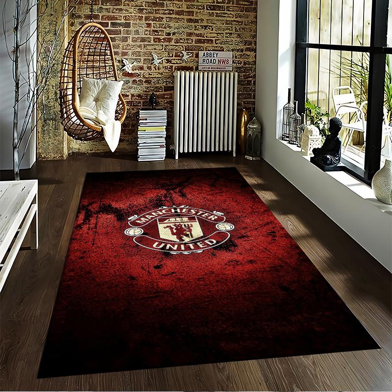 Tappeto Rosso con Logo Manchester United per Camera da Letto o Soggiorno Adatto all'uso come antiscivolo per divani in soggiorno e camera da letto