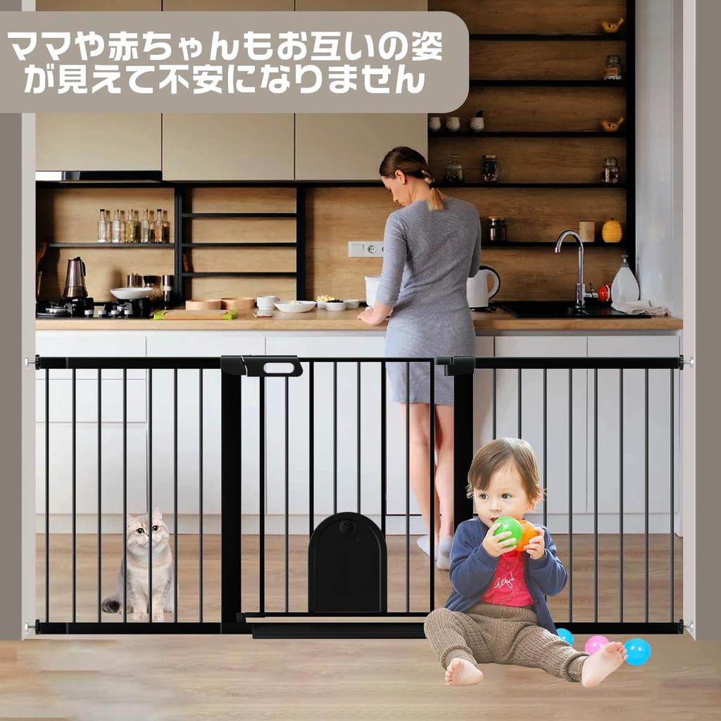 DEARBB Baby Gate with Pet Pet Gate Height Cat Dog Cat Escape Prevention Cat Can Pass Above Cat Baby Tension Double Baby Baby Kitchen Door, 76cm, Gate,