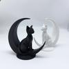 3D Printed Moon Cat Statue, Minimalist Style Moon Sitting Cat Statue Ornament, Creative Home Ornament, Desktop Decoration