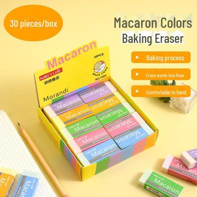 Durable Macaron Color Erasers: Low Crumbs, No-Trace, Perfect for Students and Artists